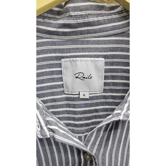 Rails Gray and White 3/4 Sleeve Notched Collar Shirt - Picture 5 of 6